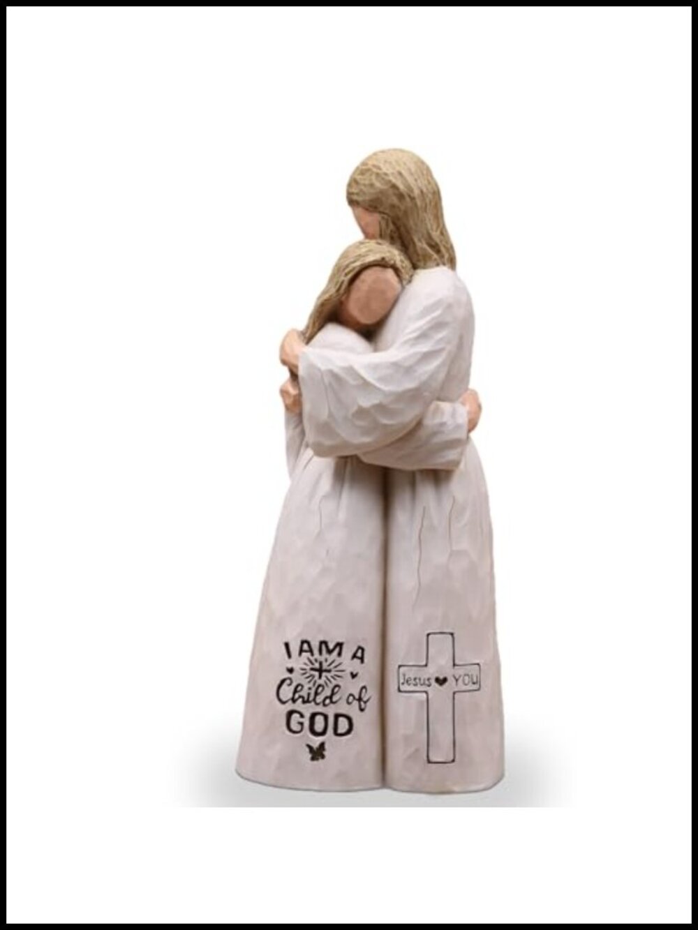 Sayouart Jesus Embracing Woman Figurine Resin Statue Religious Baptism Gift